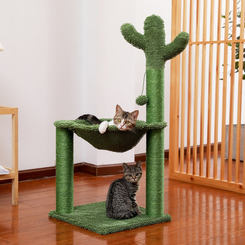 Cute Cactus Pet Cat Tree Toy with Ball Scratching Fast Delivery 2-7days