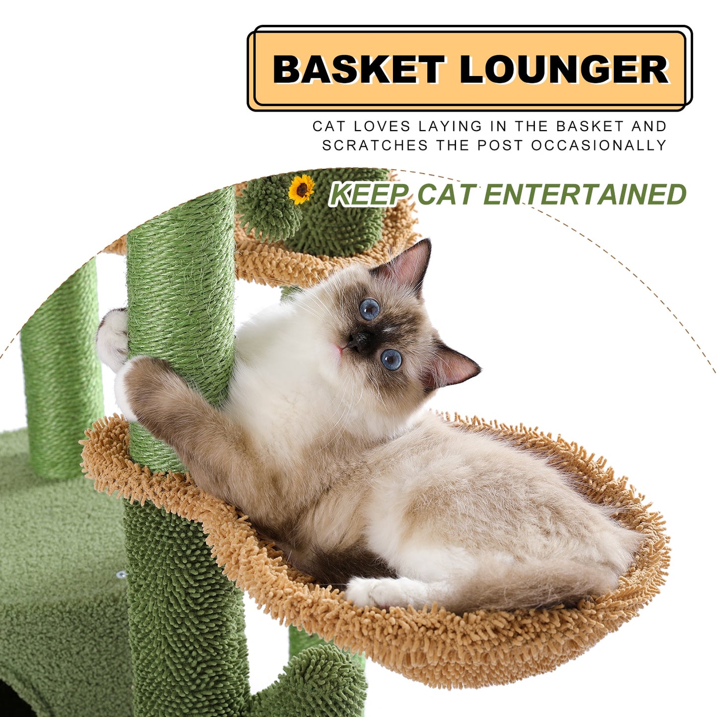 Cactus Cat Tree with Natural Sisal Scratching fast shipping 2-7days